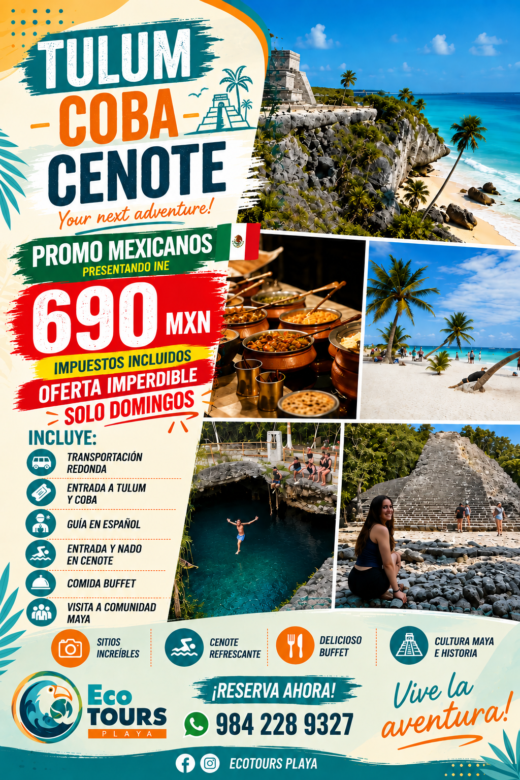 Tour Tulum, Cobá y Cenote | Promo Mexicanos $690 MXN Domingos