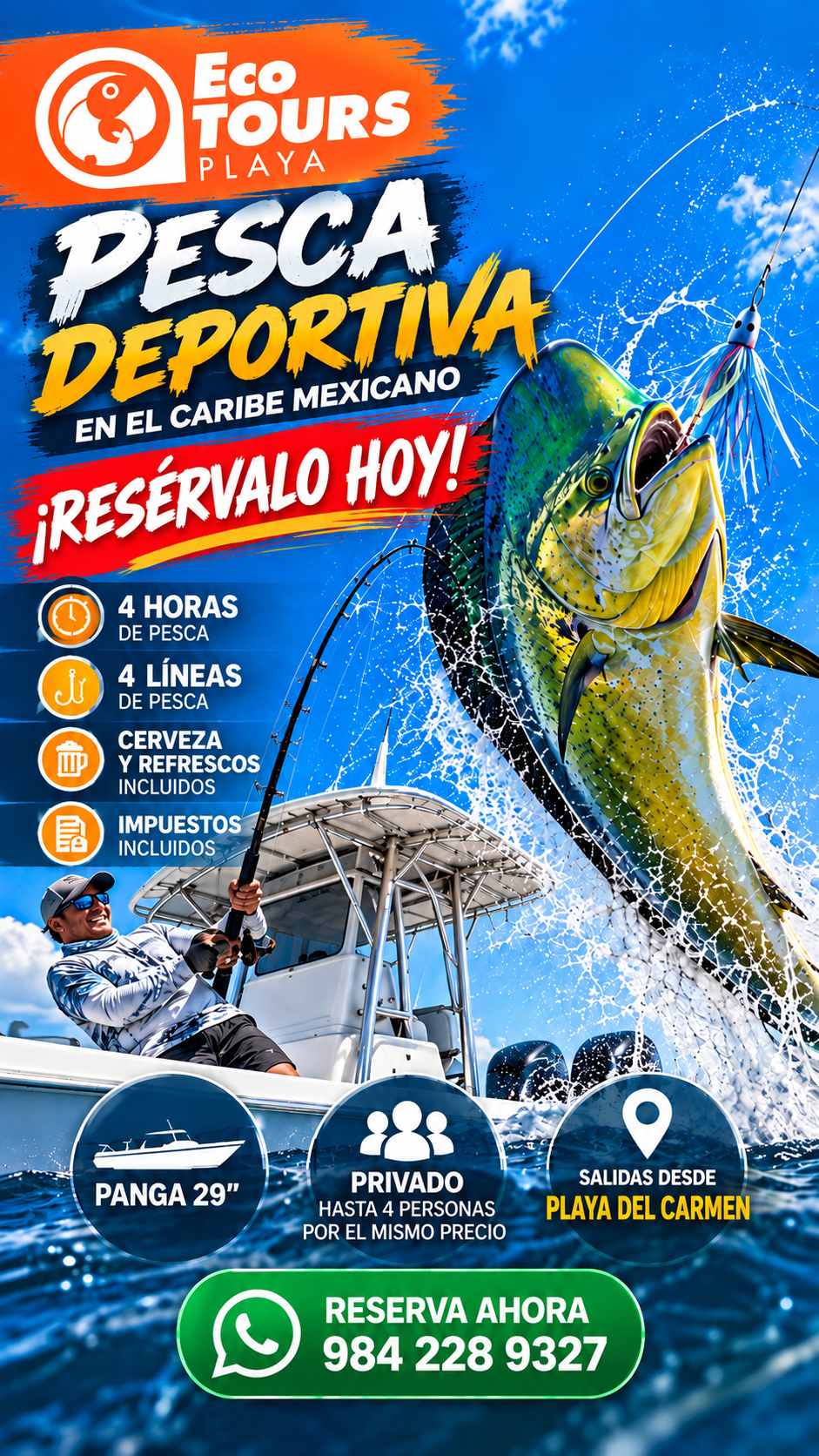 Pesca Deportiva en Playa del Carmen | Tour Privado 4 Horas 🌊🎣