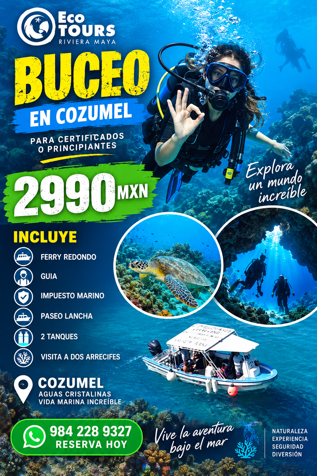 BUCEO CERTIFICADO O AMATEUR EN COZUMEL