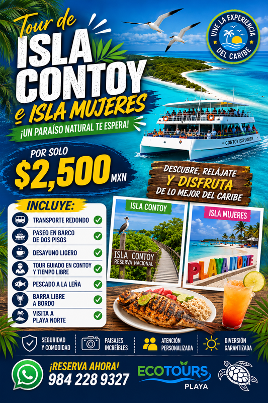 Isla Contoy 🏝️ + Isla Mujeres desde Playa del Carmen
