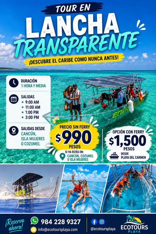 Lancha Transparente en Cozumel ➜ desde Playa del Carmen