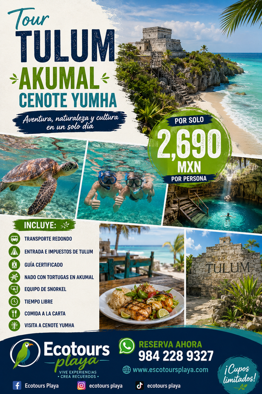 TULUM RUINS AKUMAL TURTLES CENOTE
