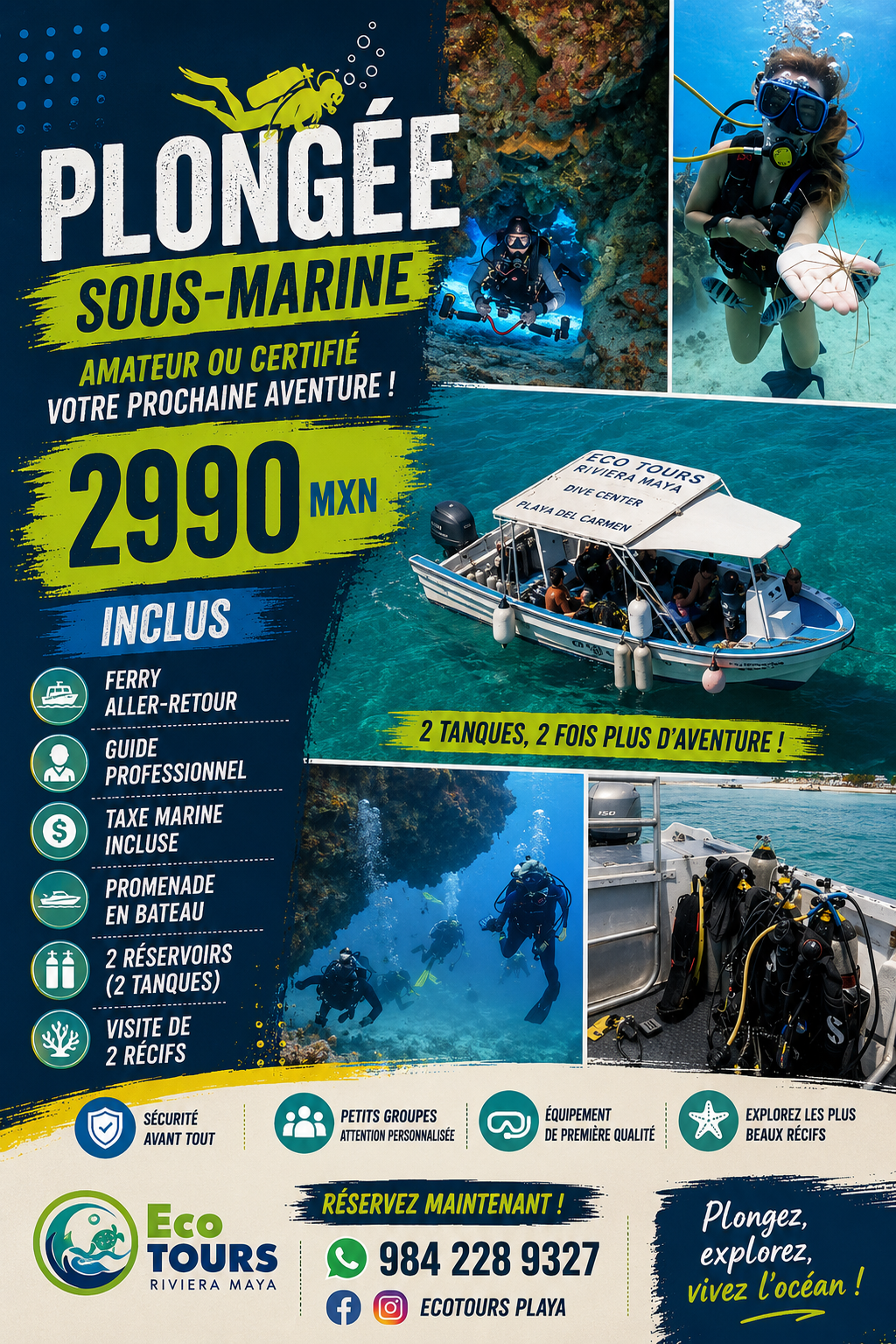 BUCEO CERTIFICADO O PRINCIPIANTE CON DOS TANQUES EN COZUMEL