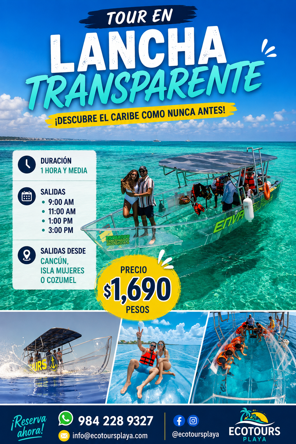 LANCHA TRANSPARENTE (desde Playa del Carmen)